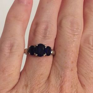 Sterling silver and sapphire ring size 7